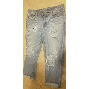 American eagle boy crop ripped jeans